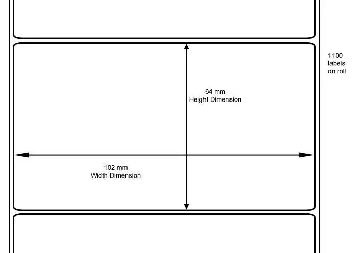 Etikettrulle, DT, Perf, Z-Select 2000D, 102x64Ø25,4 mm, 1100 st/rulle