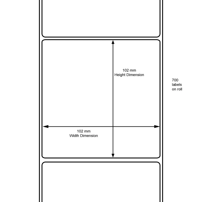 Etikettrulle, DT, Perf, Z-Select 2000D, 102x102Ø25,4 mm, 700 st/rulle