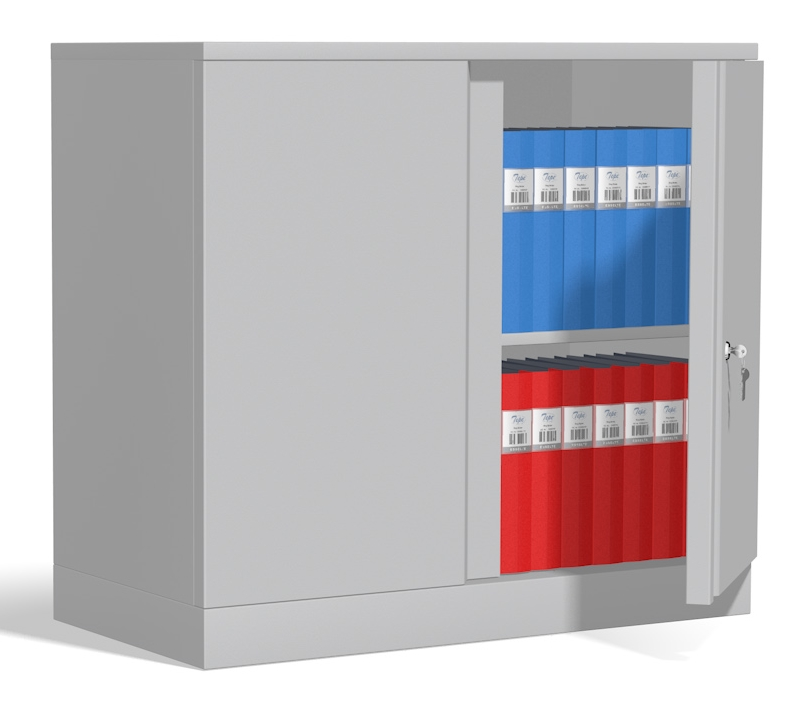 Förvaringsskåp, Dubbeldörrar, 2 hyllor, 28 pärmar, AM0891