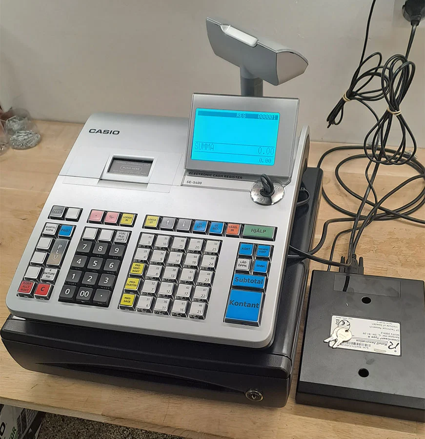 [BEGAGNAD] Kassaregister, inbyggd kassalåda & kunddisplay, Casio SE-S400