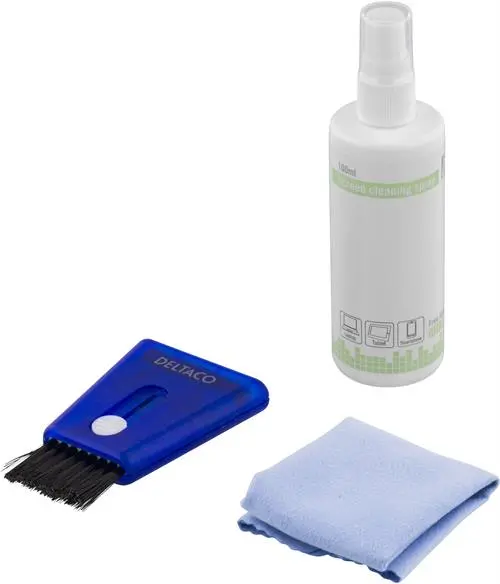 Skärmrengöringskit, rengöringsmedel, microfiberduk och borste