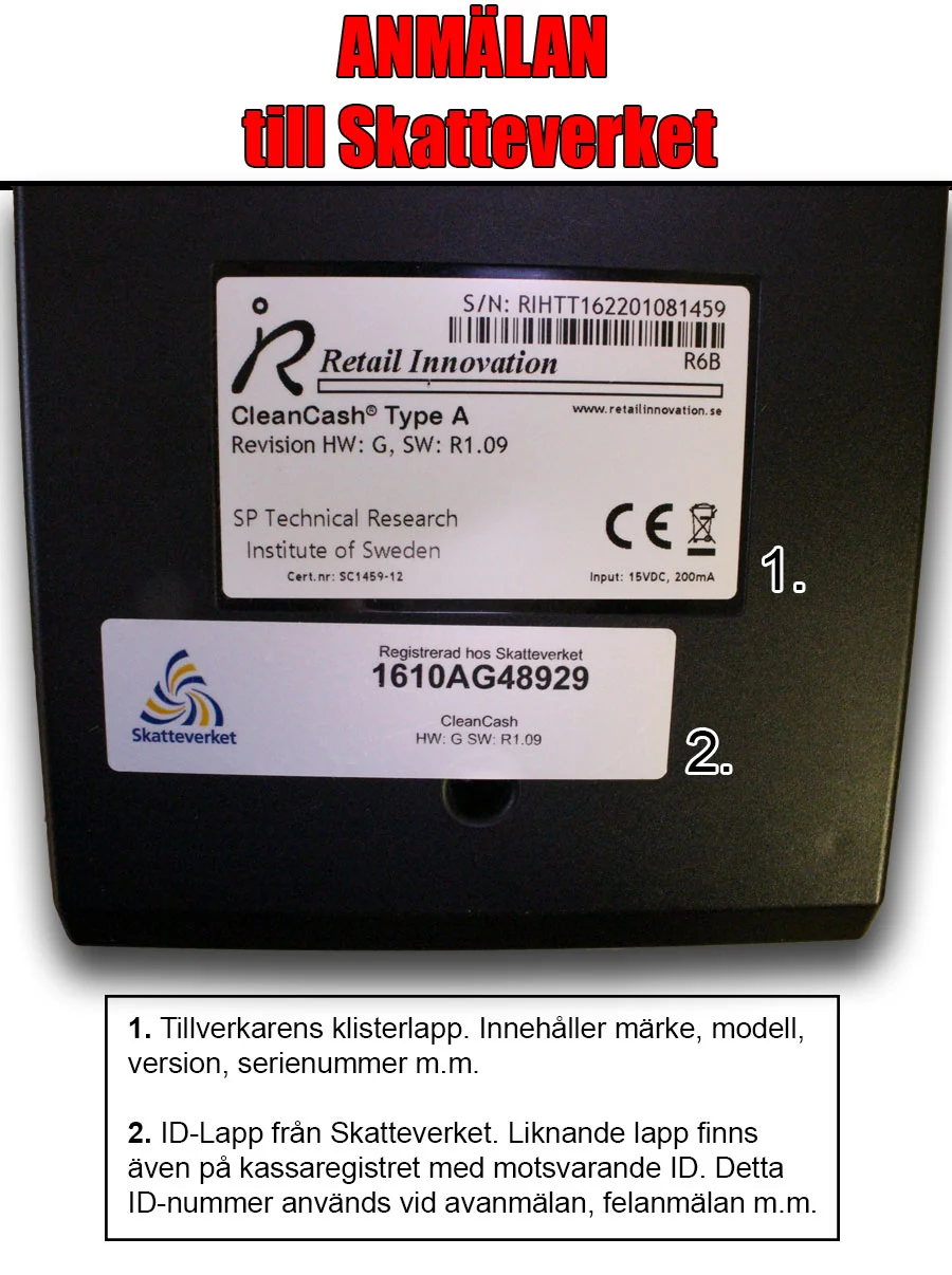 Anmälan av kassaregister och kontrollenhet till Skatteverket