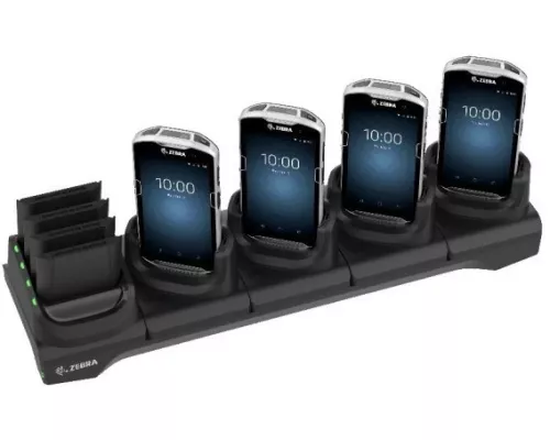 Laddningsstation för batterier och handdatorer, 4 batterier + 4 terminaler, Zebra TC51 & TC56 (inkl. strömadapter)