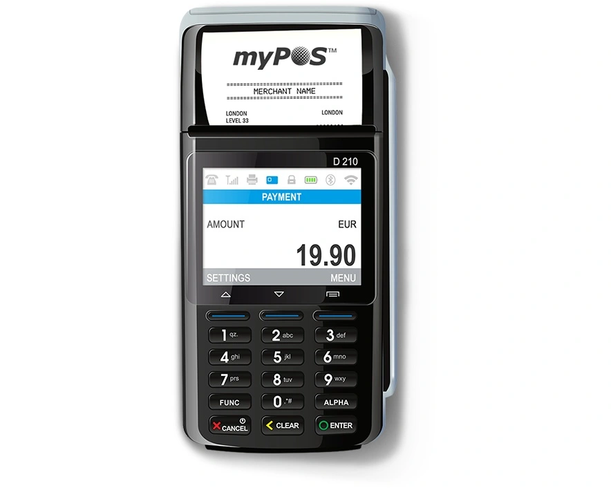 Kortterminal med skrivare, WiFi, Bluetooth, GPRS - myPOS Combo