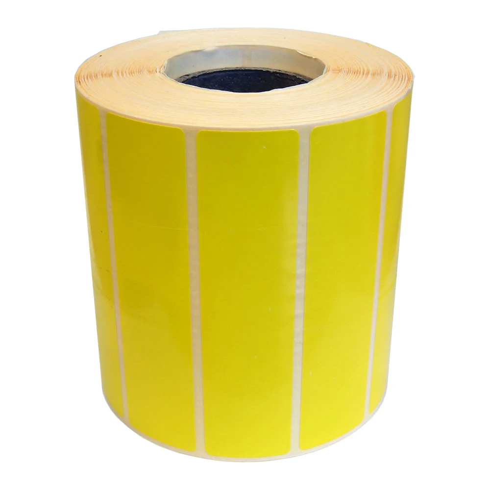 Hyllkantsetikett, DT, Avdragbart lim, Gul, Perf, 100x25Ø40 mm, 1500 st/rulle