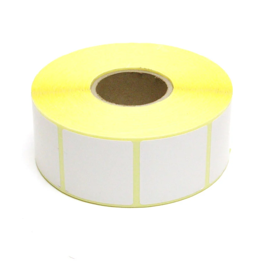 Plastetiketter, Termo, Avdragbart lim, 40x40Ø40 mm, 1250 st/rulle