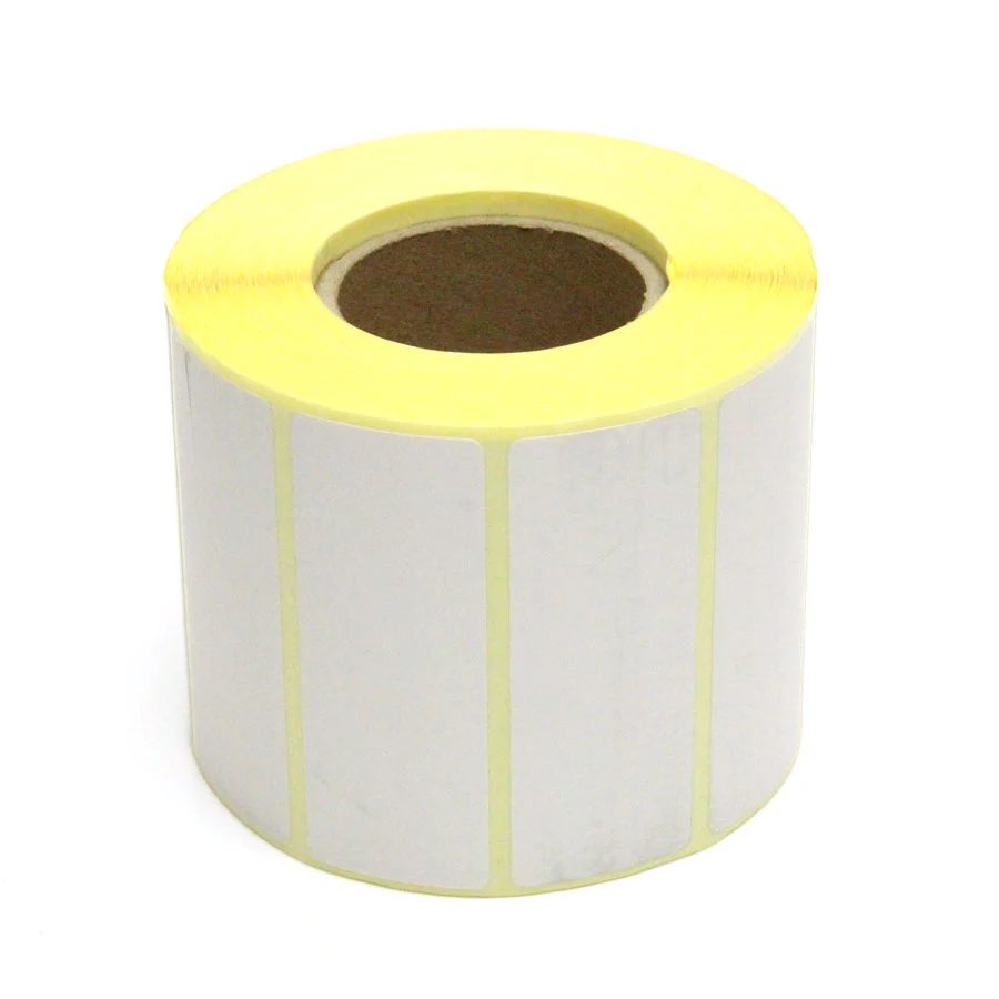 Termoetiketter, Avdragbart lim, Perf, 67x25Ø40 mm, 1000 st/rulle