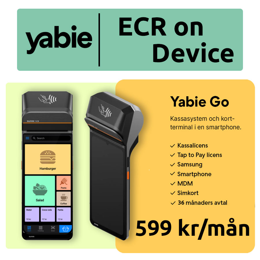 Yabie ECR on Device – Mobil Restauranglösning - Allt-i-Ett kassa
