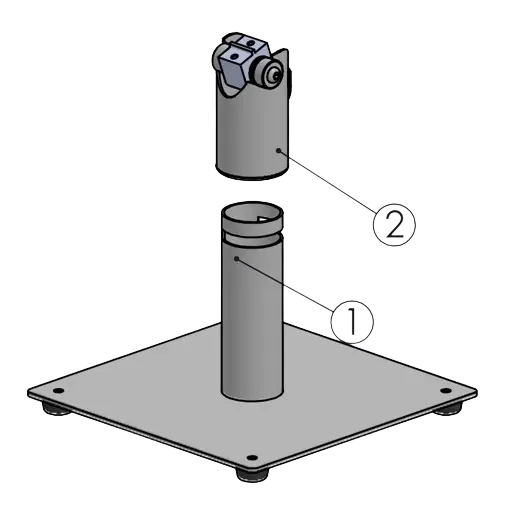 Grundstolpe i metall med vändbart DuraTilt-fäste och basplatta, 120 mm hög, SpacePole