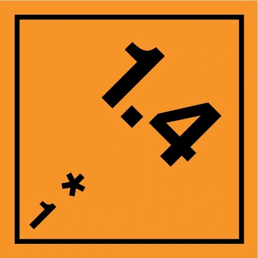 Farligt gods-etiketter, Explosiva ämnen och föremål, 100x100 mm, 250 st etiketter/rulle