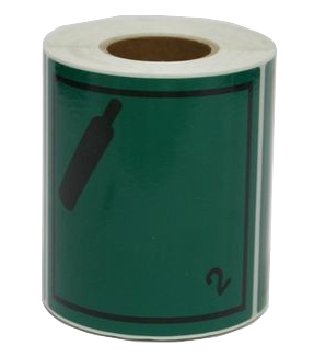 Farligt gods-etiketter, Icke brandfarlig gas, 100x100 mm, 250 st etiketter/rulle