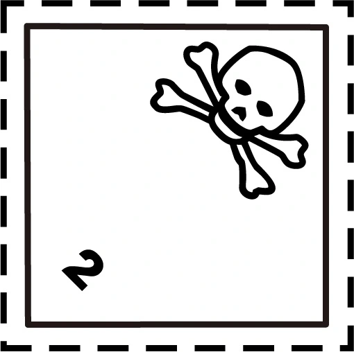 Farligt gods-etiketter, Giftiga gaser, 100x100 mm, 250 st etiketter/rulle