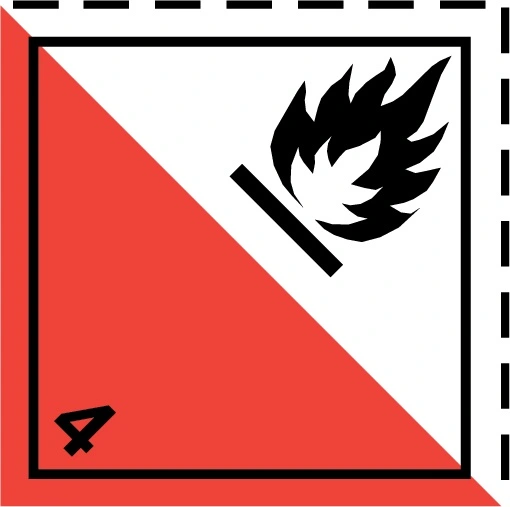 Farligt gods-etiketter, Självantändande ämnen, 100x100 mm, 250 st etiketter/rulle