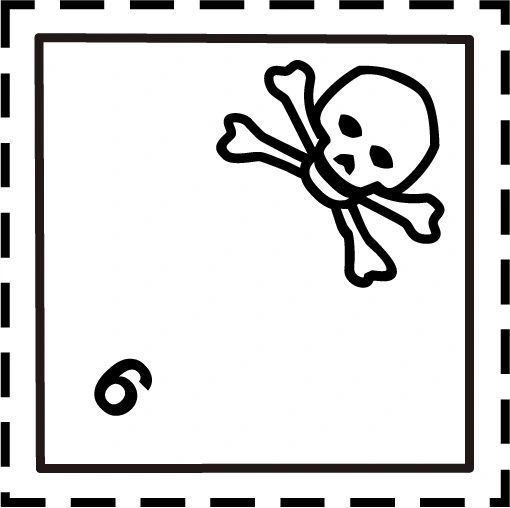 Farligt gods-etiketter, Giftiga ämnen, 100x100 mm, 250 st etiketter/rulle