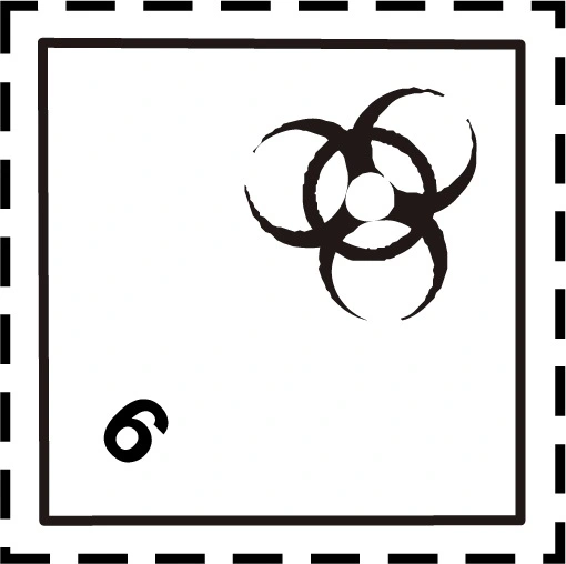 Farligt gods-etiketter, Smittförande ämnen, 100x100 mm, 250 st etiketter/rulle