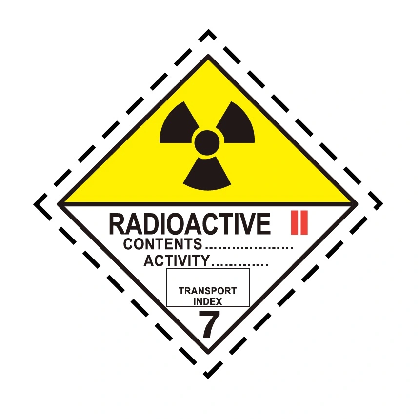 Farligt gods-etiketter, Radioaktiva ämnen, 100x100 mm, 250 st etiketter/rulle