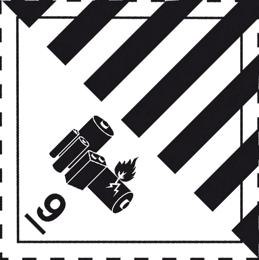 Farligt gods-etiketter, Övriga farliga ämnen och föremål (med batterisymbol), 100x100, 250 st/rulle