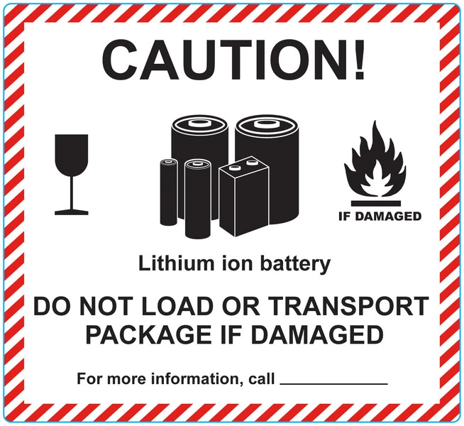 Farligt gods-etiketter för batterier, Lithium ion battery, 120x110 mm, 500 st etiketter/rulle
