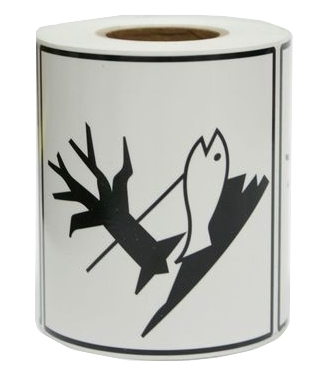 Farligt gods-etiketter, Miljöfarliga ämnen, 100x100 mm, 250 st etiketter/rulle