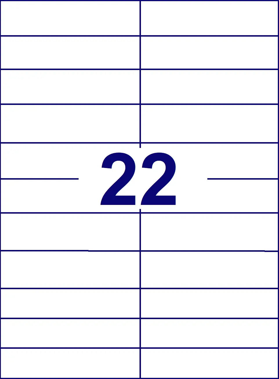 Etiketter på A4-ark, 105x27 mm, 22 etiketter/ark