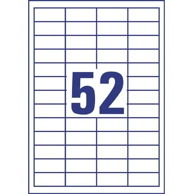 Etiketter på A4-ark, 48x21 mm, 52 etiketter/ark