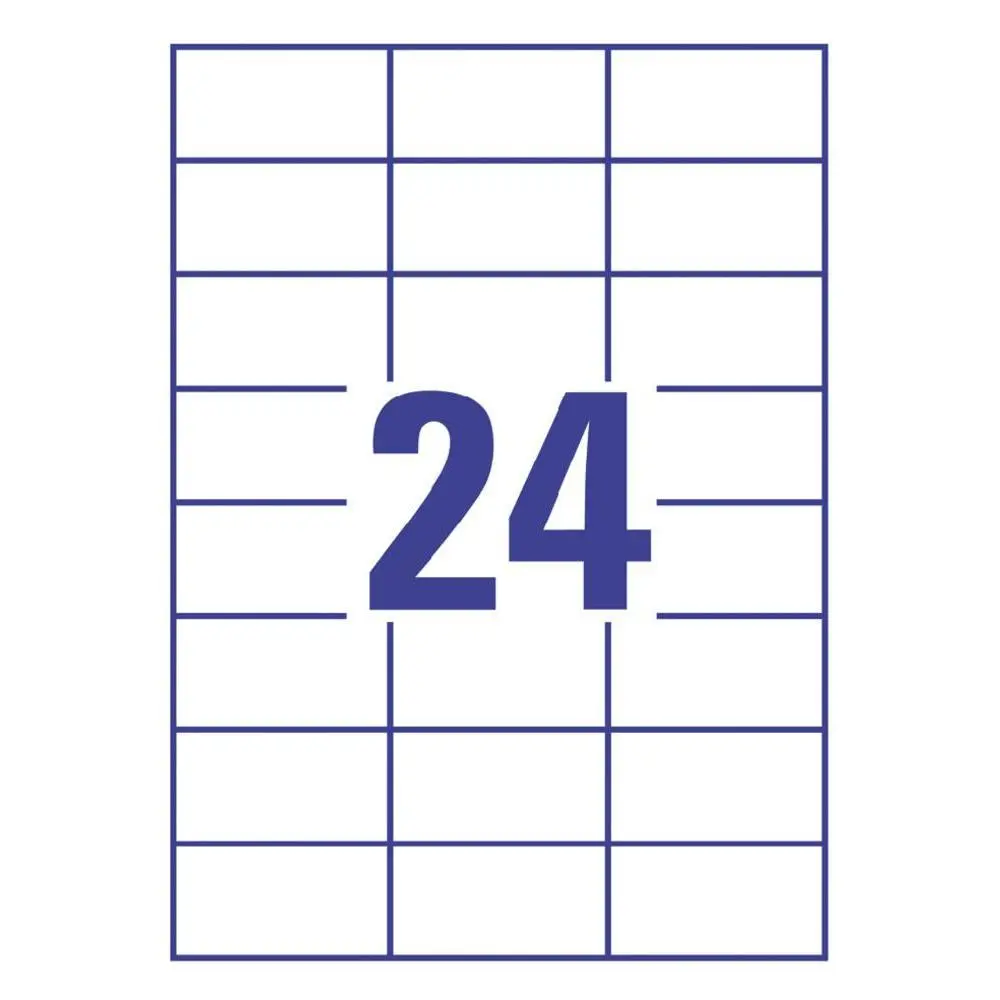Etiketter på A4-ark, 64,6x33,8 mm, 24 etiketter/ark