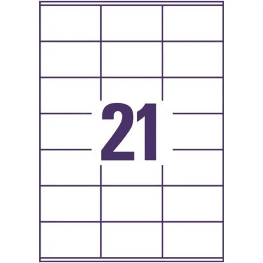 Etiketter på A4-ark, 70x41 mm, 21 etiketter/ark