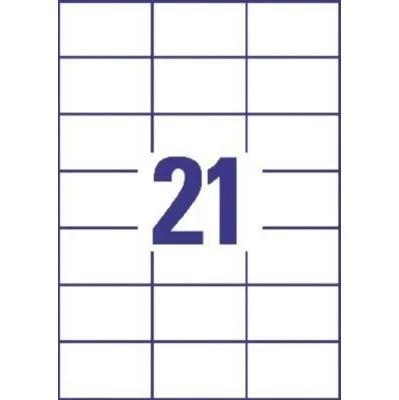 Etiketter på A4-ark, 70x42,3 mm, 21 etiketter/ark