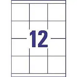 Etiketter på A4-ark, 70x67,7 mm, 12 etiketter/ark
