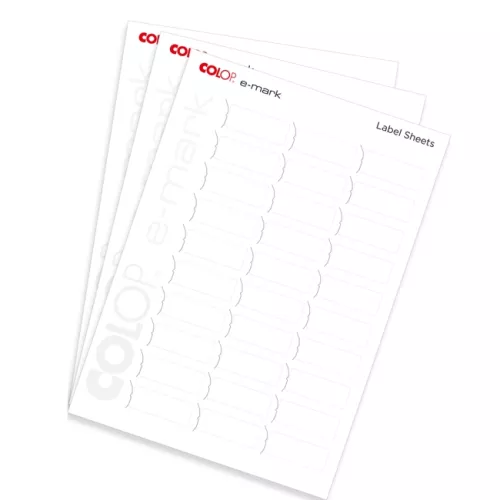 Klisteretiketter för COLOP e-mark, 48x18 mm, 30 etiketter/ark (10 ark)