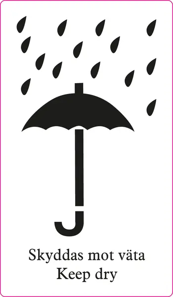 Varningsetiketter, "Skyddas mot väta", 70x120 mm, 1000 st etiketter