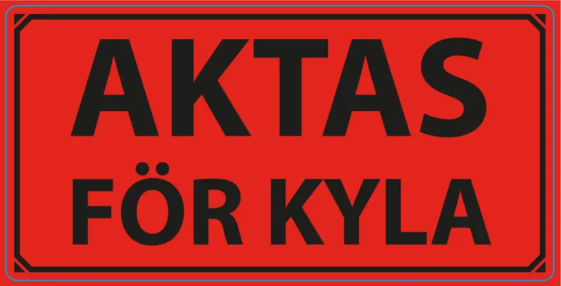 Varningsetikett, Varningssymbol, "AKTAS FÖR KYLA", 100x50 mm, 1000 st etiketter