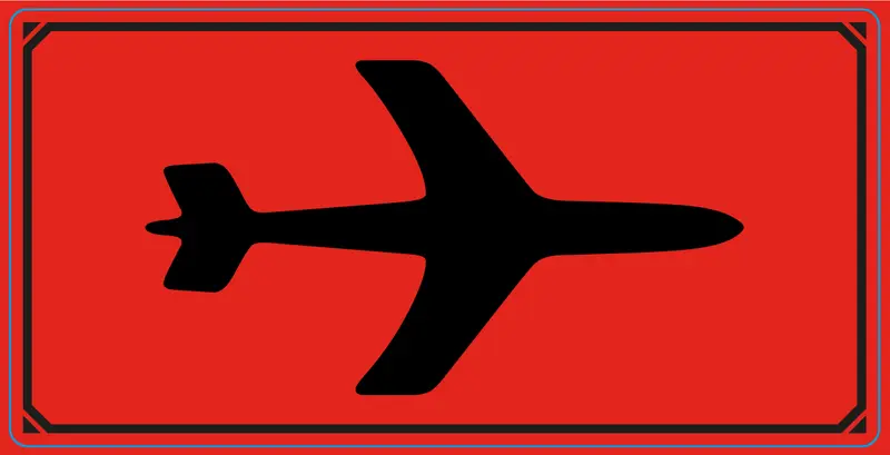 Varningsetikett, Symbol, Flygplan, 100x50 mm, 1000 st etiketter