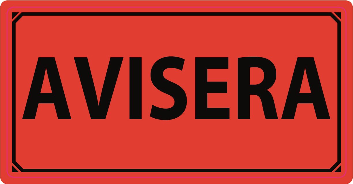 Varningsetikett med text, "AVISERA", 100x50 mm, 1000 st etiketter