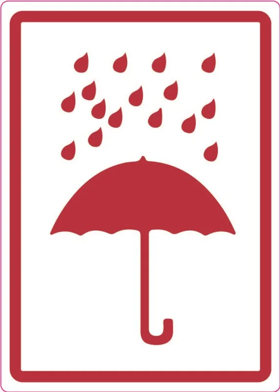 Varningsetikett med paraply, 105x74 mm, 500 st