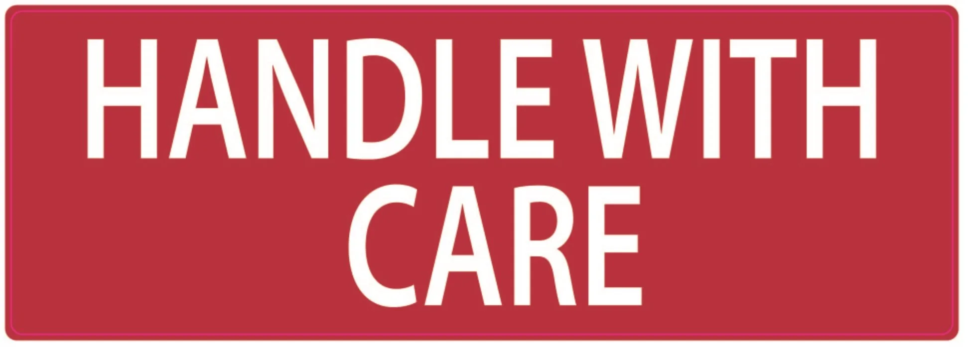 Varningsetikett med texten "Handle with care", 55x165 mm, 500 st