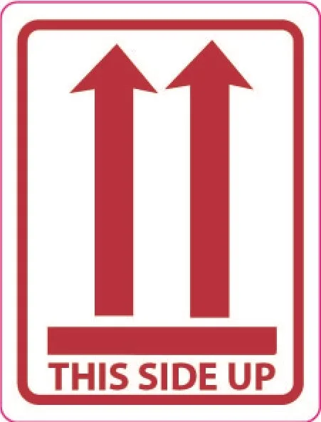 Varningsetikett med pilar och texten "This side up", 105x74 mm, 500 st