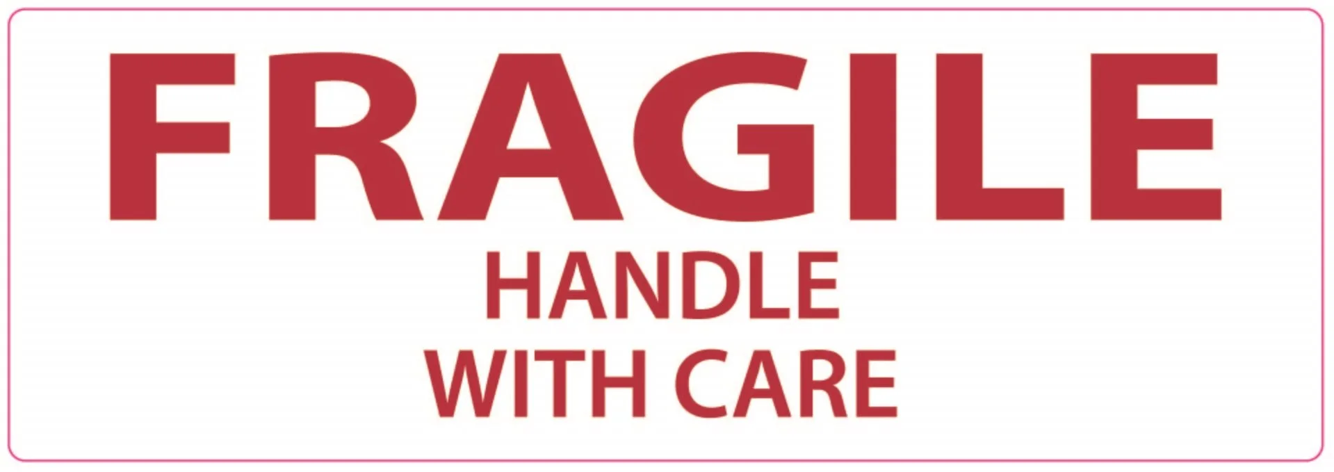 Varningsetikett med texten "Fragile, handle with care", 55x165 mm, 500 st