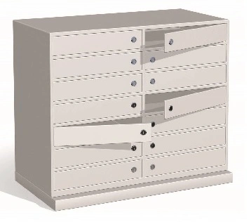 Fackmodul med 14 låsbara fack