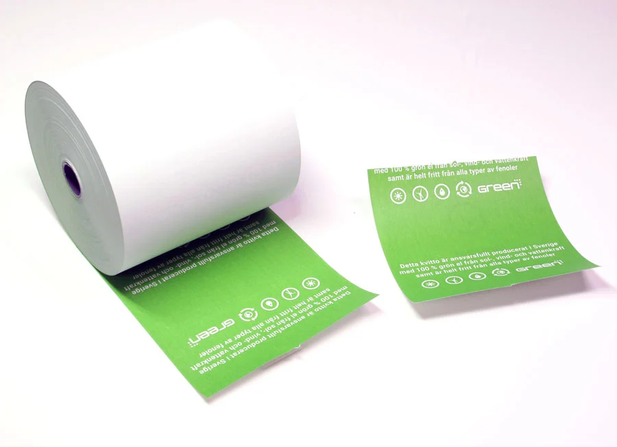 Gröna kvittorullar till kvittoskrivare, Bredd: 80 mm, Längd: 56 m