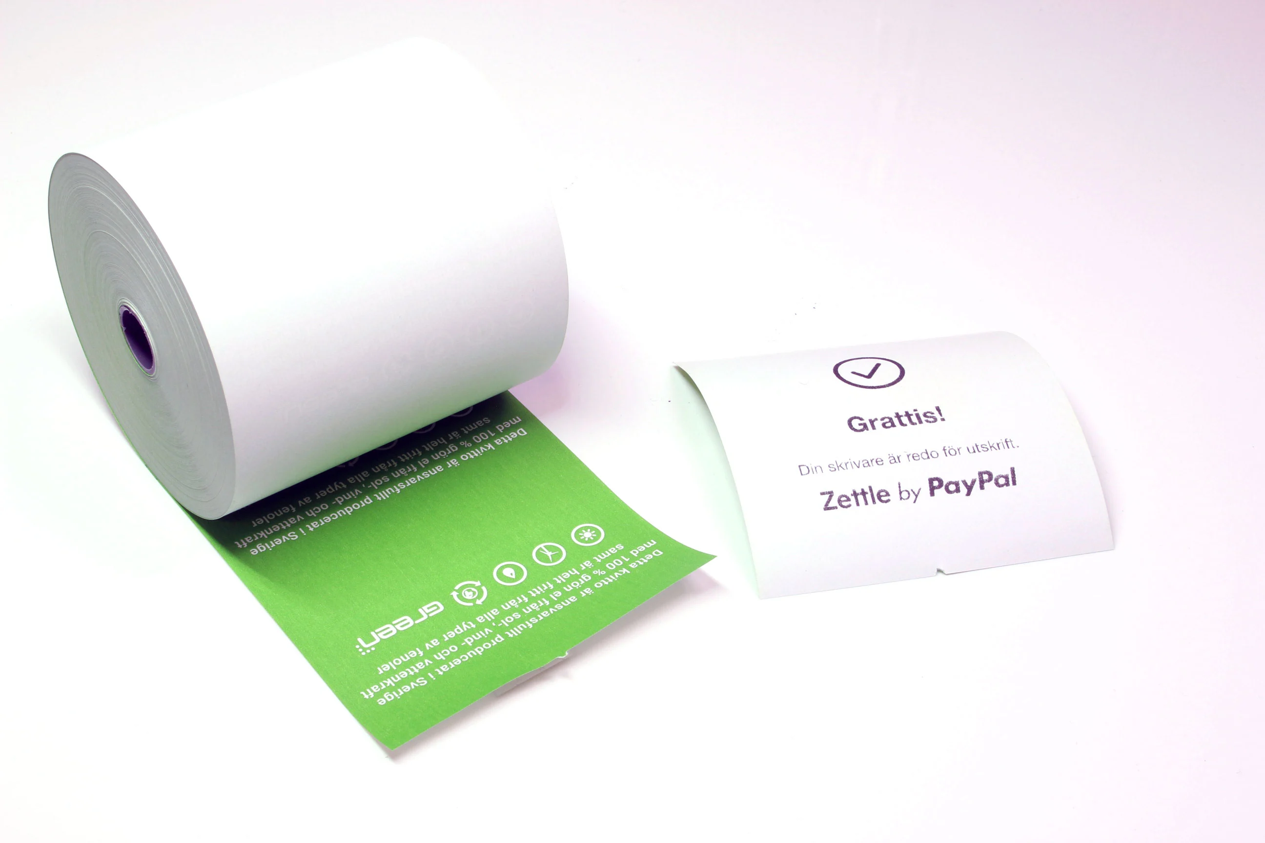 Gröna kvittorullar till kvittoskrivare, Bredd: 80 mm, Längd: 56 m