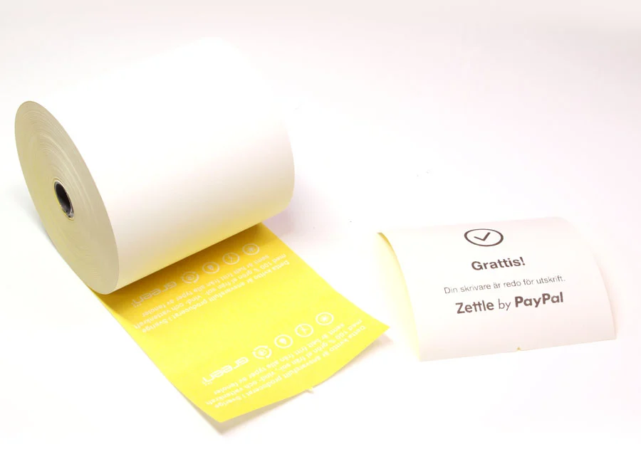 Gula kvittorullar till kvittoskrivare, Bredd: 80 mm, Längd: 56 m