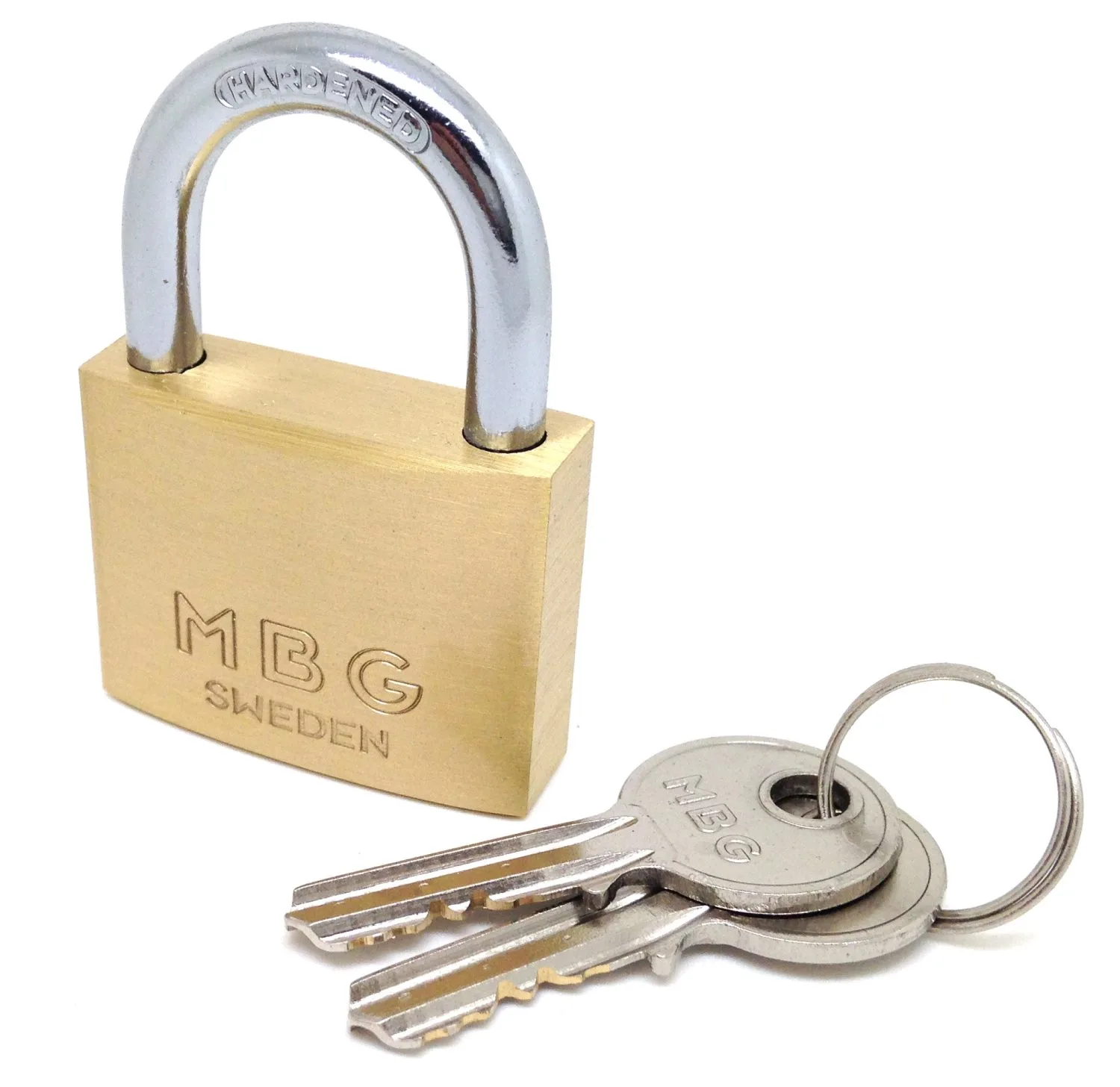 Litet hänglås, Mässing och härdat stål, HI-30