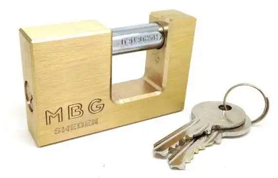 Rektangulärt hänglås, Mässing och härdat stål, RI-50