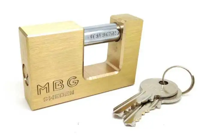 Rektangulärt hänglås, Mässing och härdat stål, RI-60