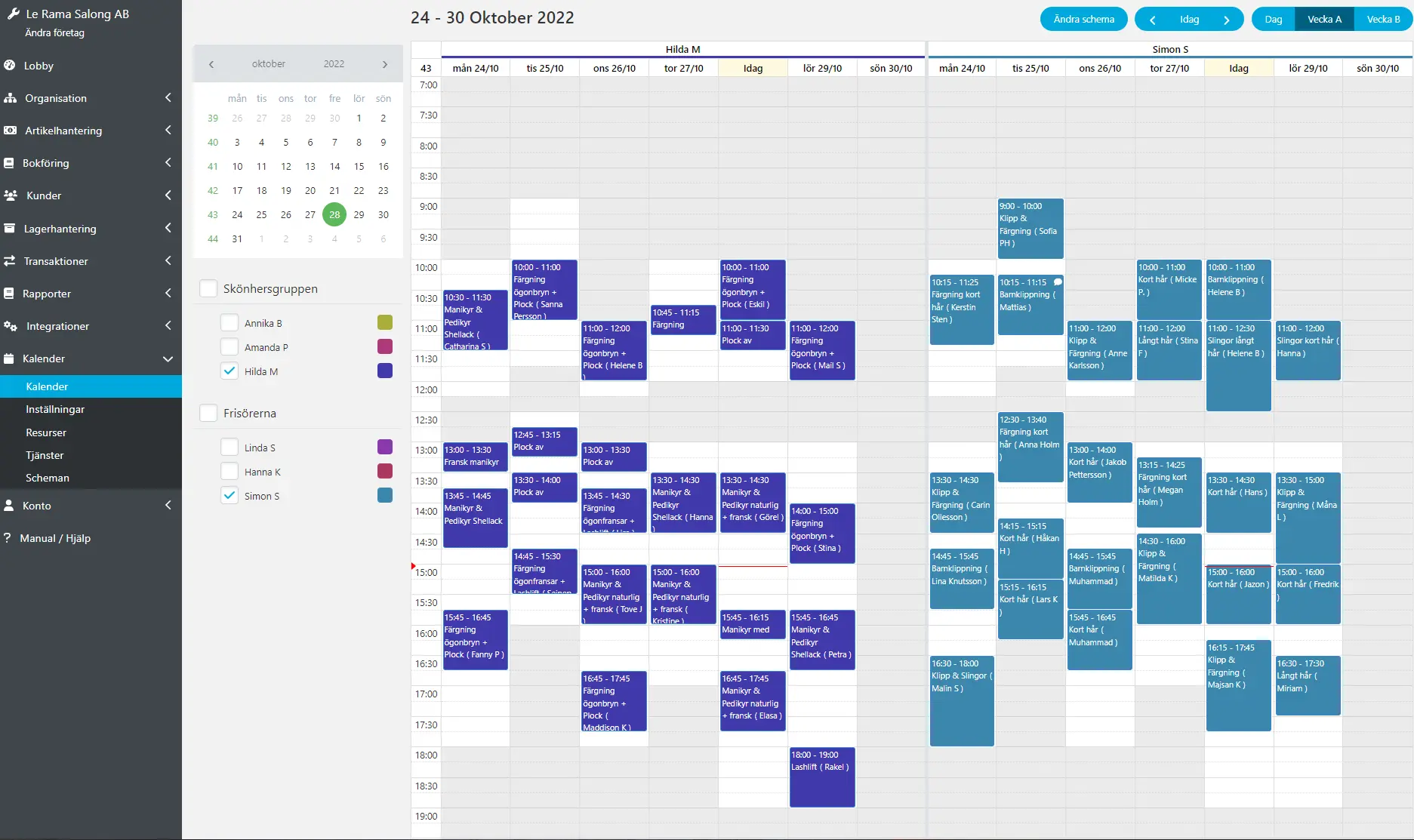 Bokningskalender för salong eller studio – EasyCashier