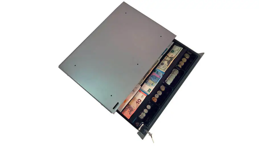 Manuell kassalåda 4 myntfack, fria sedelfack