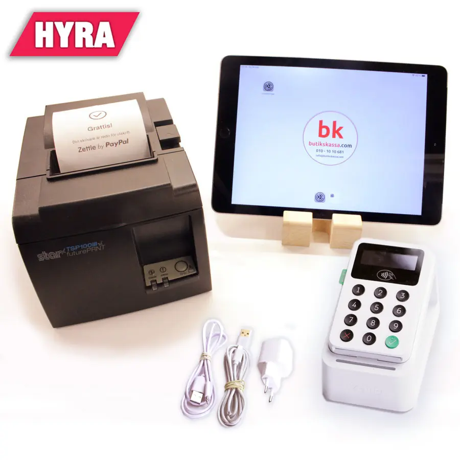 Hyra iZettle-paket, iPad, kvittoskrivare och kortläsare