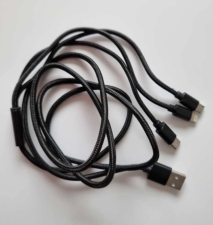 USB-kabel till Lightning, Micro-USB, USB-C laddning, 1,2 m