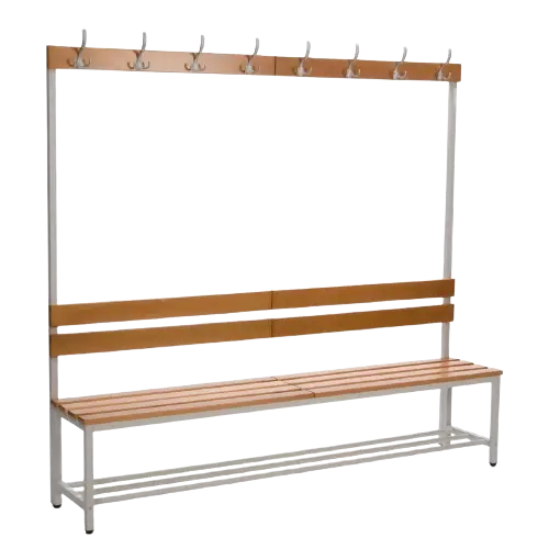 Omklädningsbänk med kroklist, 2000 mm bred, 8 krokar, Lira-200